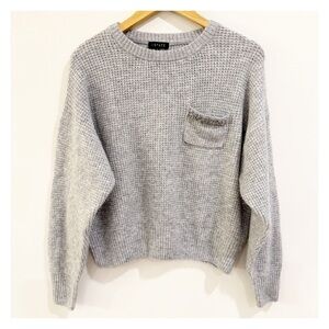 STATE Small Gray Knit Pullover Sweater Beaded Pocket Detail - ✨ Minimalist Chic